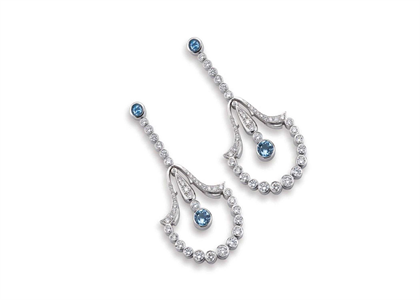 Rhodium Plated CZ Studded Gemstone Long Earring